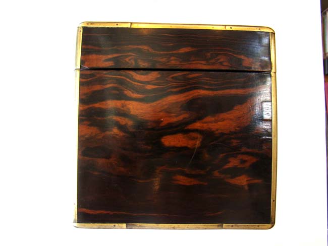 A beautiful antique brass mounted coromandel wood tea caddy box with its' original interior circa 1825 — image 7